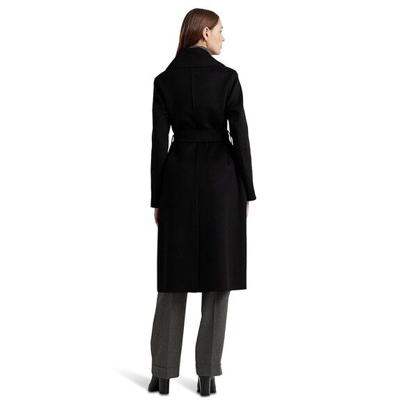 Lauren Ralph Lauren Wool Wrap Long Coat Trench Black New Size 8 $495 - Picture 2 of 12